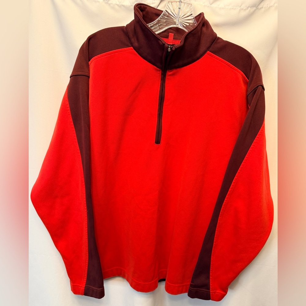 Nike Men’s Large Dri Fit 1/4 Zip Fleece Mock Neck Pullover Red Orange Burgundy
